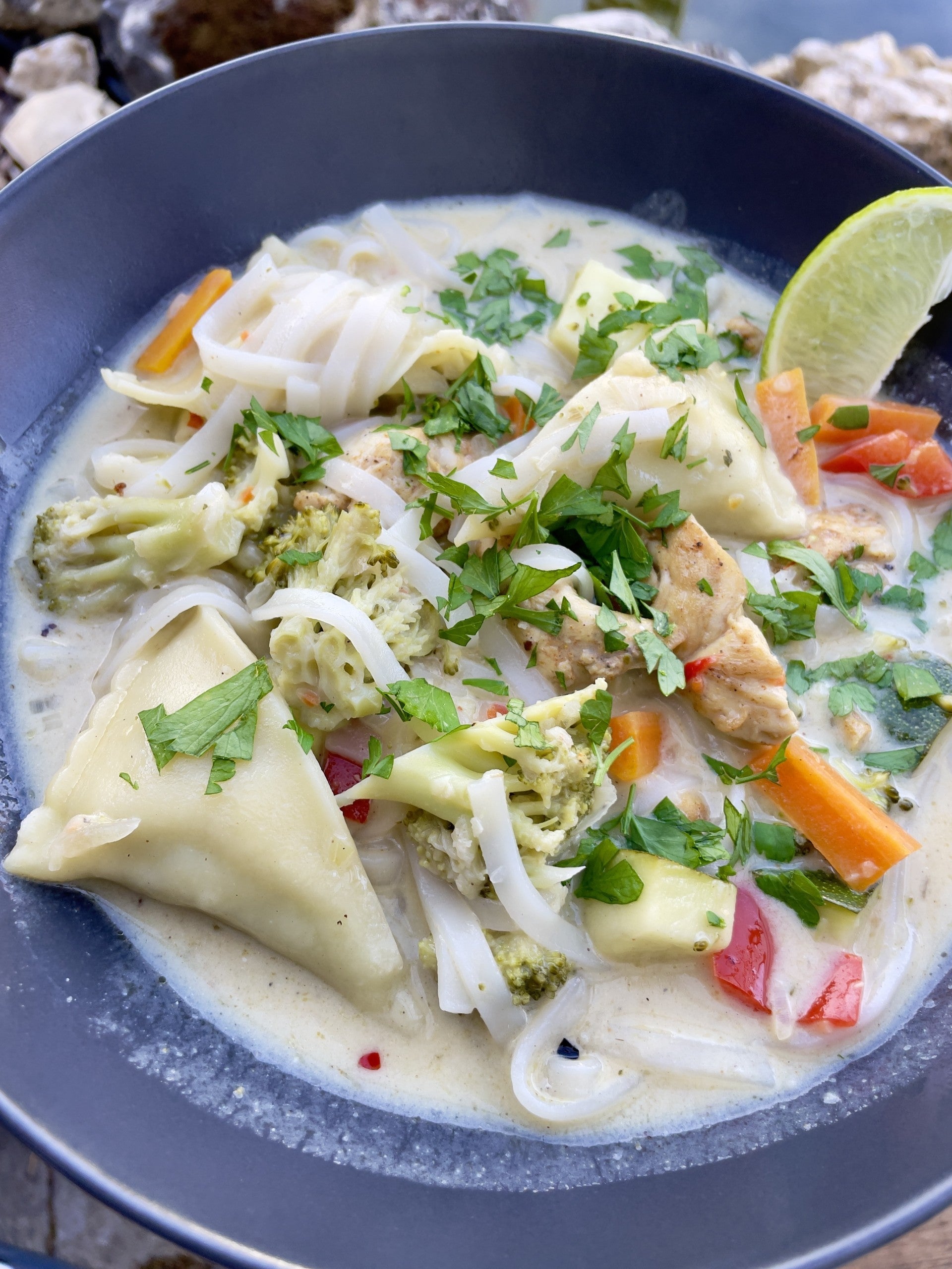 Green Asian Chicken Curry Soup