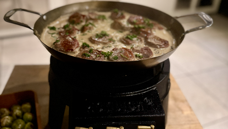 Pork tenderloin wrapped in serrano ham