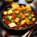 Wok with fried cheese noodles and vegetables from HOT WOK